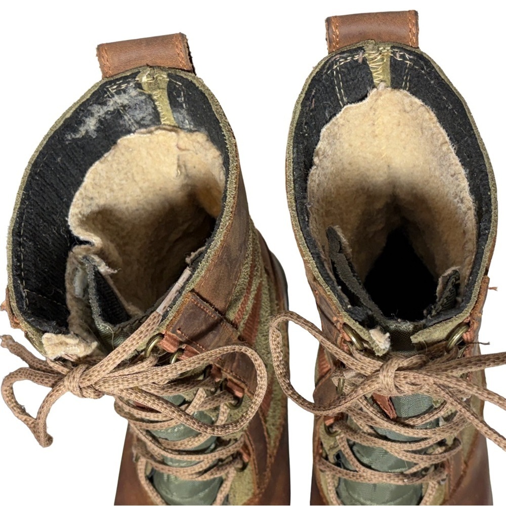 Keen Leather & Suede Two-Toned Brown & Green Lace-Up Snow & Rain Boots, Size 8 - Picture 14 of 16